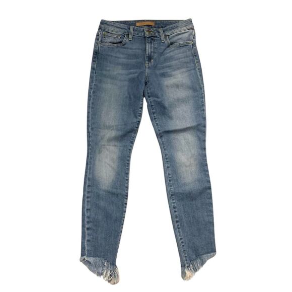 Joe’s The Icon Mid Rise Skinny Ankle Jeans Size 26 Cropped Frayed Asymmetrical - Picture 1 of 10
